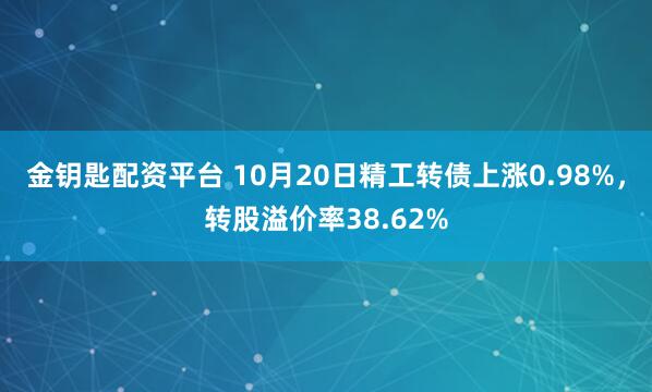 金钥匙配资平台 10月20日精工转债上涨0.98%，转股溢价率38.62%
