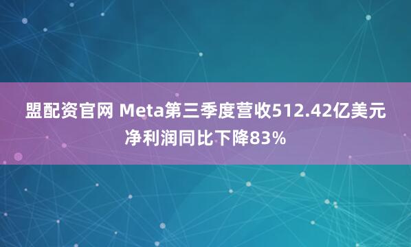 盟配资官网 Meta第三季度营收512.42亿美元 净利润同比下降83%