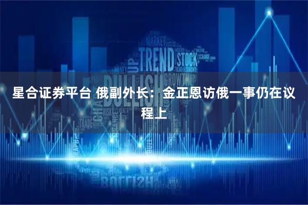 星合证券平台 俄副外长：金正恩访俄一事仍在议程上